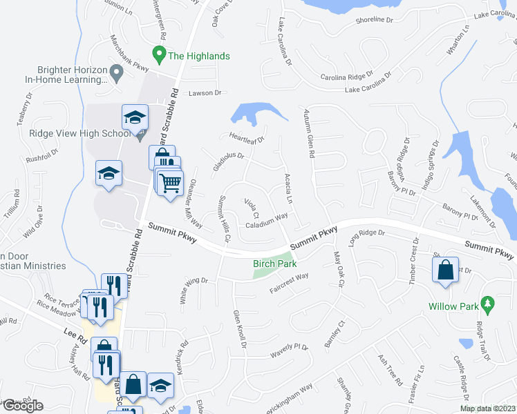 map of restaurants, bars, coffee shops, grocery stores, and more near 726 Viola Court in Columbia
