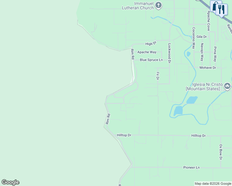 map of restaurants, bars, coffee shops, grocery stores, and more near 2280 High Drive in Navajo County