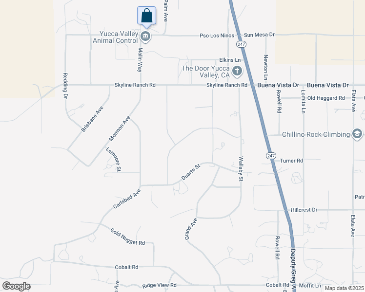 map of restaurants, bars, coffee shops, grocery stores, and more near 56607 Chipmunk Trail in Yucca Valley