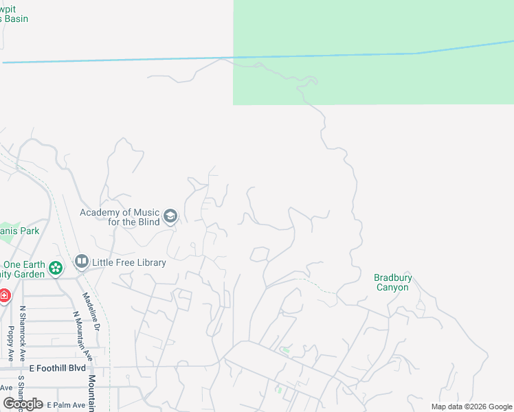 map of restaurants, bars, coffee shops, grocery stores, and more near 365 Oak Mountain Road in Bradbury