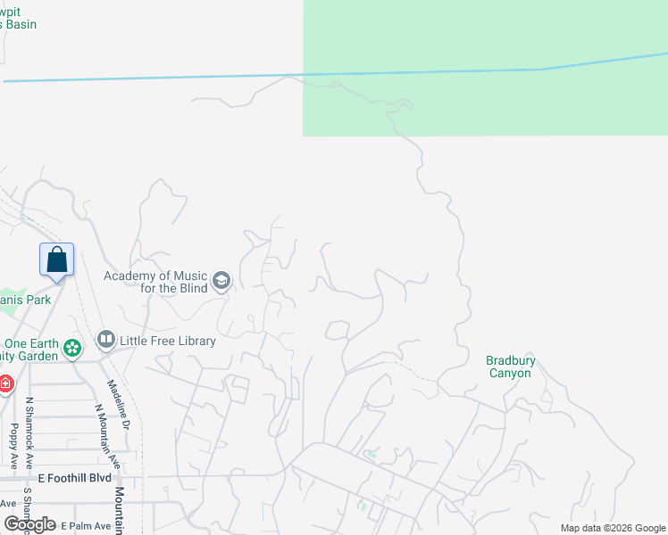 map of restaurants, bars, coffee shops, grocery stores, and more near 365 Oak Mountain Road in Bradbury
