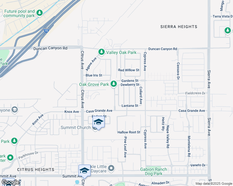 map of restaurants, bars, coffee shops, grocery stores, and more near 5158 Blueberry Avenue in Fontana