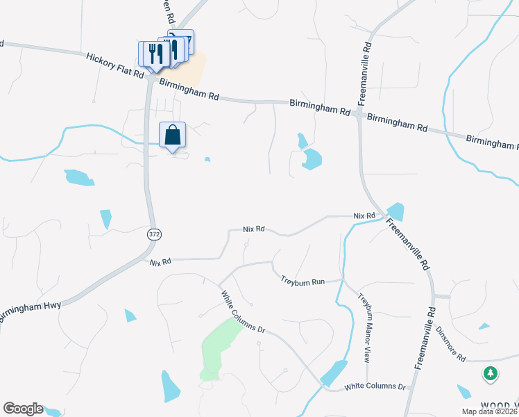map of restaurants, bars, coffee shops, grocery stores, and more near 1160 Nix Road in Alpharetta