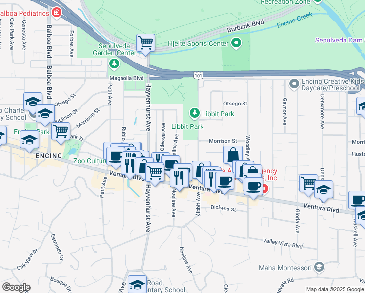 map of restaurants, bars, coffee shops, grocery stores, and more near 4953 Edgerton Avenue in Los Angeles