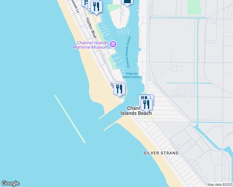 map of restaurants, bars, coffee shops, grocery stores, and more near 3101 Ocean Drive in Oxnard