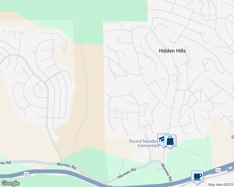 map of restaurants, bars, coffee shops, grocery stores, and more near 25127 Jim Bridger Road in Hidden Hills