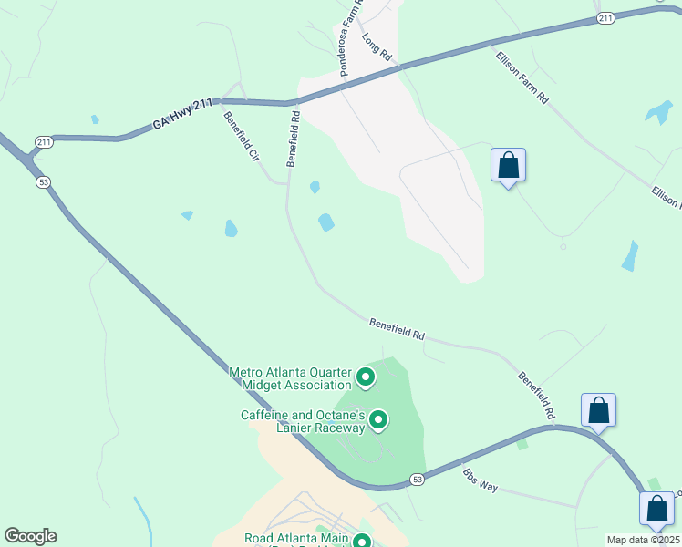 map of restaurants, bars, coffee shops, grocery stores, and more near 4377 Benefield Road in Braselton