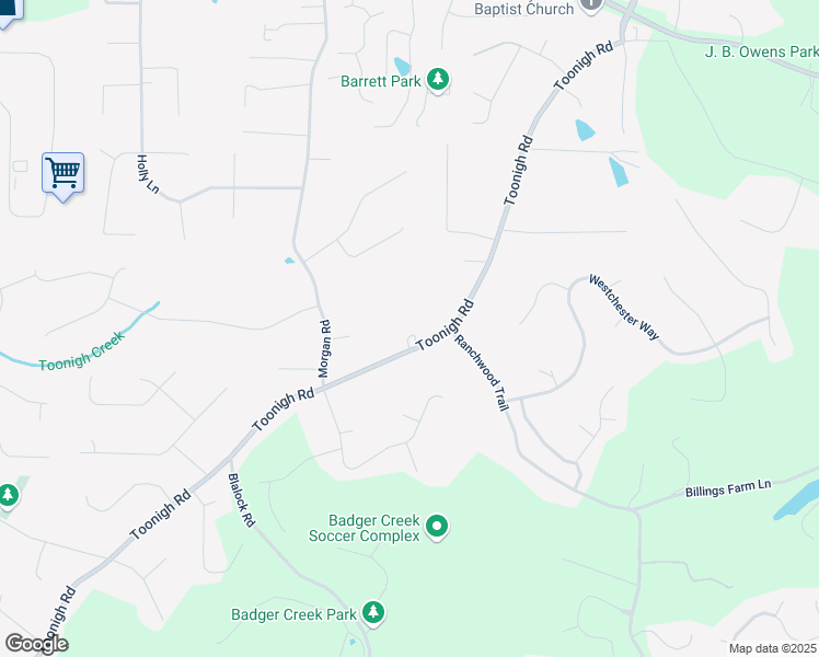 map of restaurants, bars, coffee shops, grocery stores, and more near 1391 Toonigh Road in Canton