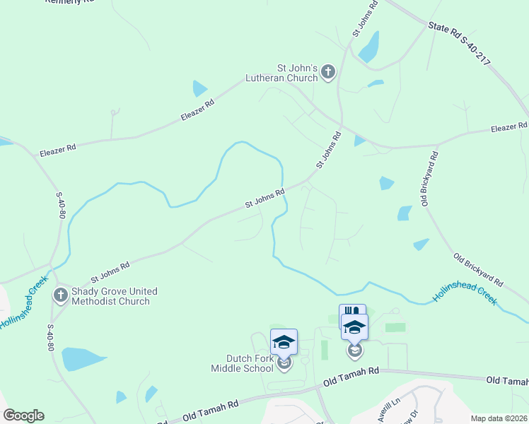 map of restaurants, bars, coffee shops, grocery stores, and more near 105 Black Creek Lane in Irmo