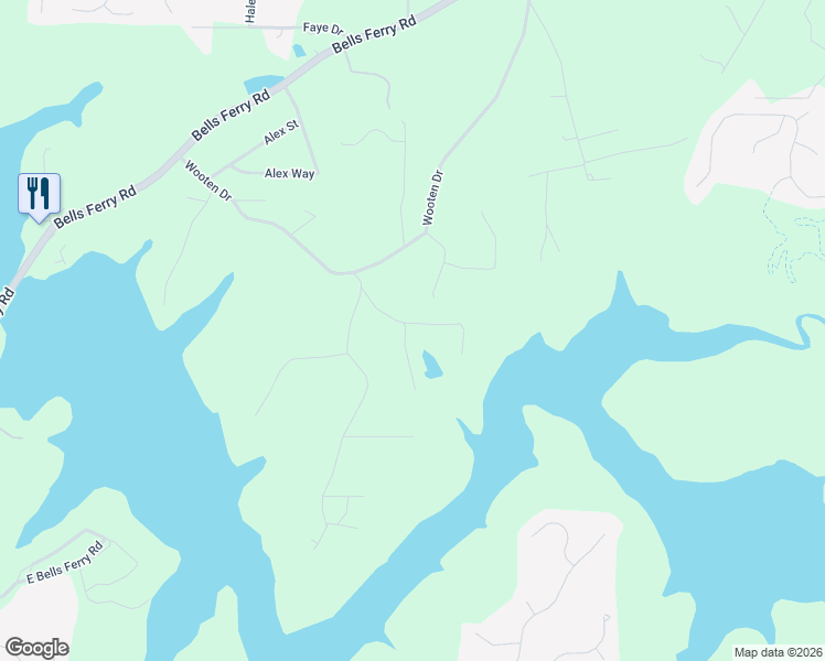 map of restaurants, bars, coffee shops, grocery stores, and more near 155 Cherokee Point Drive in Canton