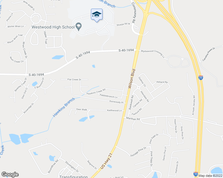 map of restaurants, bars, coffee shops, grocery stores, and more near 289 Hawkins Creek Road in Blythewood