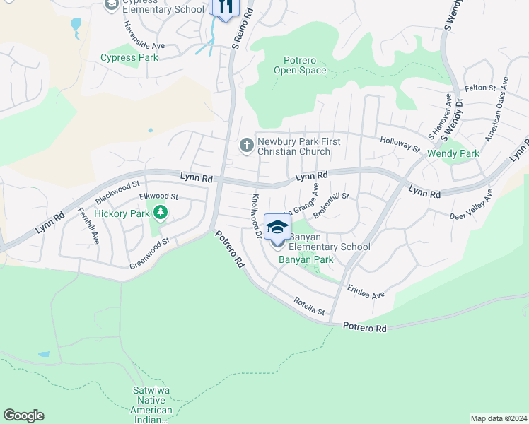 map of restaurants, bars, coffee shops, grocery stores, and more near 1033 Tapies Court in Thousand Oaks