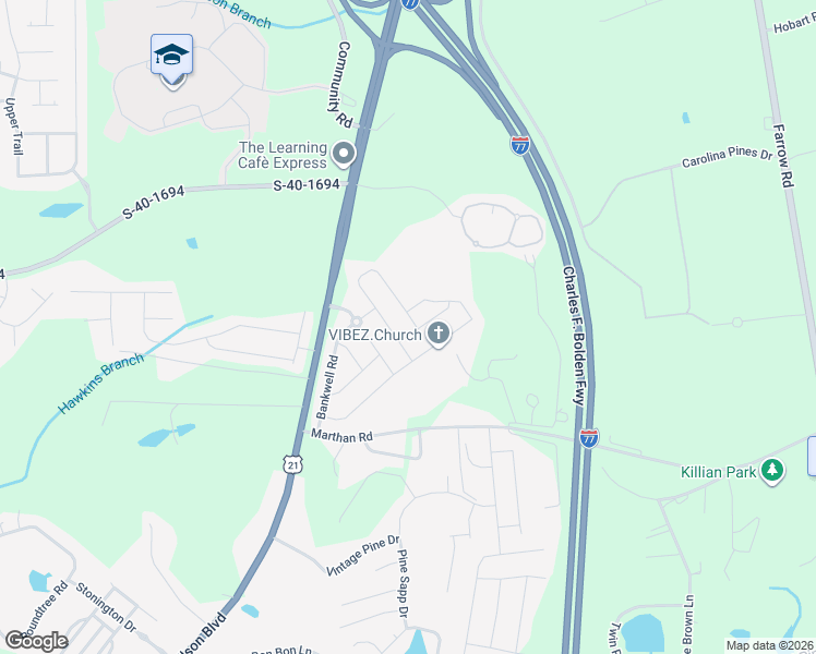 map of restaurants, bars, coffee shops, grocery stores, and more near 1077 Allendale Road in Blythewood