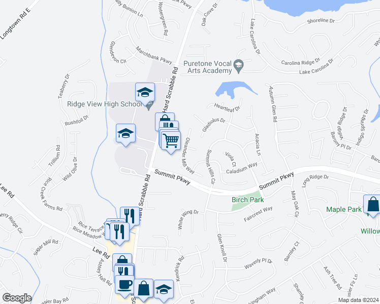 map of restaurants, bars, coffee shops, grocery stores, and more near 6 Farrier Court in Columbia