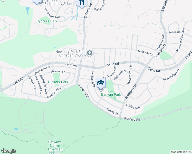 map of restaurants, bars, coffee shops, grocery stores, and more near 1033 Tapies Court in Thousand Oaks