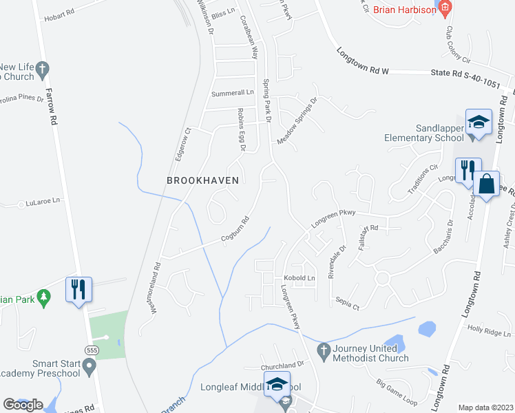 map of restaurants, bars, coffee shops, grocery stores, and more near 163 Cogburn Road in Columbia