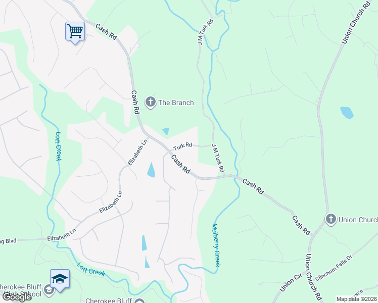 map of restaurants, bars, coffee shops, grocery stores, and more near 4969 Turk Road in Flowery Branch