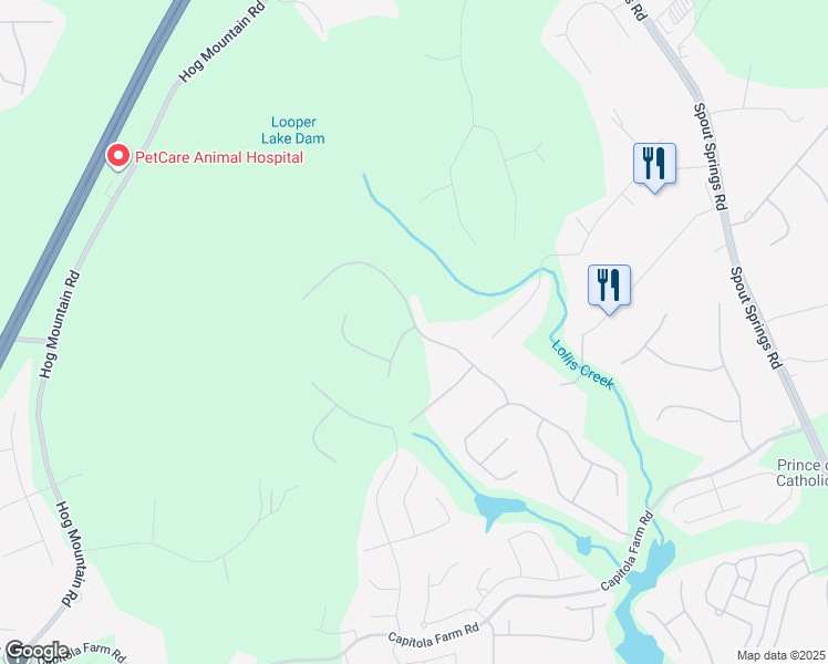 map of restaurants, bars, coffee shops, grocery stores, and more near 6740 Winding Canyon Road in Flowery Branch