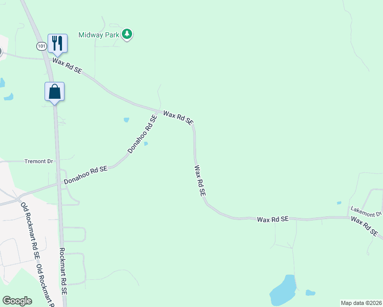 map of restaurants, bars, coffee shops, grocery stores, and more near 660 Wax Road Southeast in Silver Creek