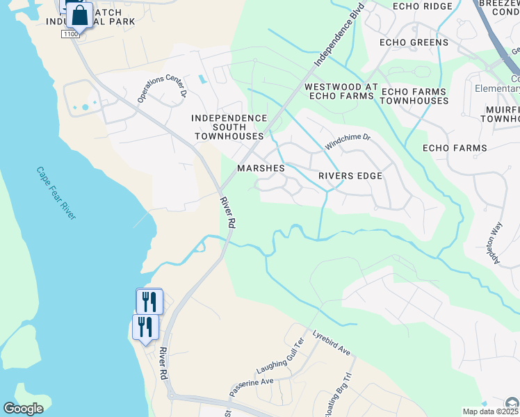 map of restaurants, bars, coffee shops, grocery stores, and more near 208 Fullford Lane in Wilmington