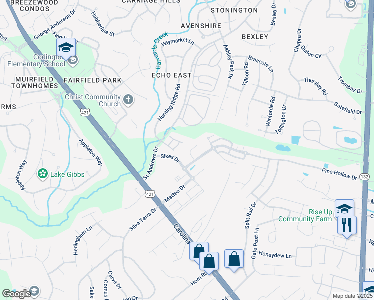 map of restaurants, bars, coffee shops, grocery stores, and more near Atwater Court in Wilmington