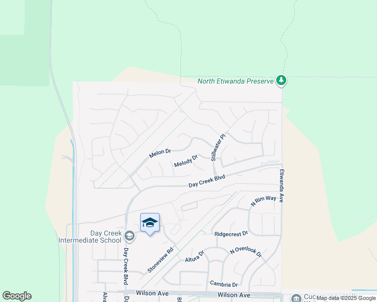 map of restaurants, bars, coffee shops, grocery stores, and more near 12545 Melon Drive in Rancho Cucamonga