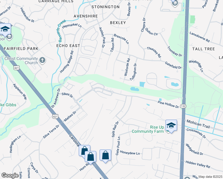 map of restaurants, bars, coffee shops, grocery stores, and more near 4251 Pine Hollow Drive in Wilmington