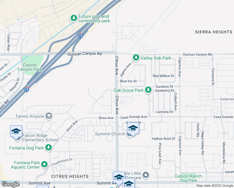 map of restaurants, bars, coffee shops, grocery stores, and more near in Fontana