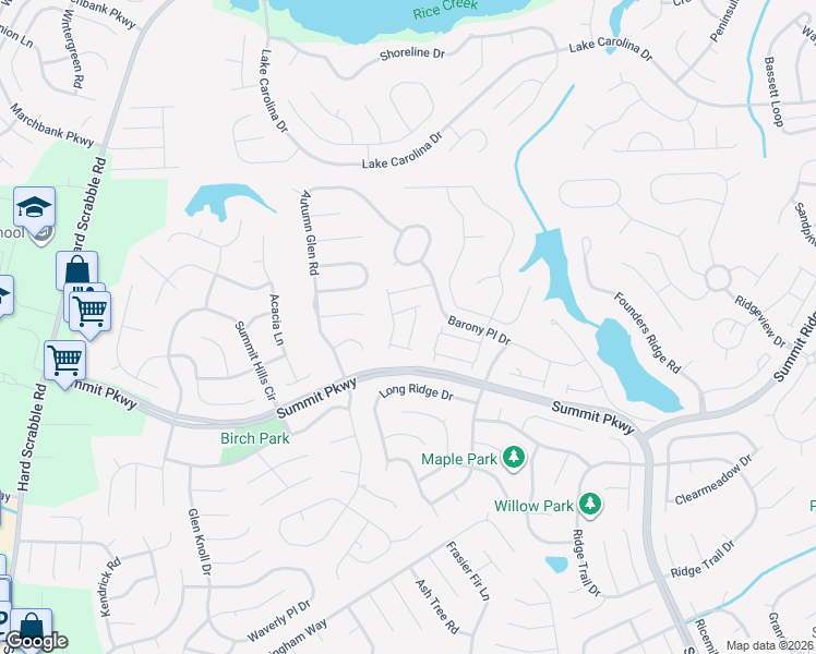 map of restaurants, bars, coffee shops, grocery stores, and more near 411 Autumn Run Circle in Columbia
