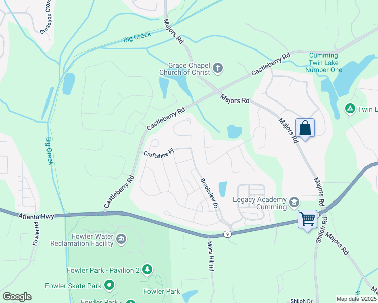 map of restaurants, bars, coffee shops, grocery stores, and more near 4405 Croftshire Place in Cumming
