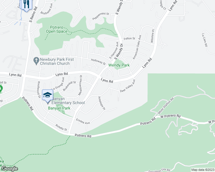 map of restaurants, bars, coffee shops, grocery stores, and more near 947 Golden Crest Avenue in Thousand Oaks