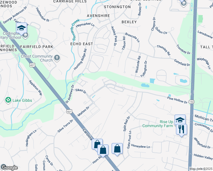 map of restaurants, bars, coffee shops, grocery stores, and more near 4144 Pine Hollow Drive in Wilmington