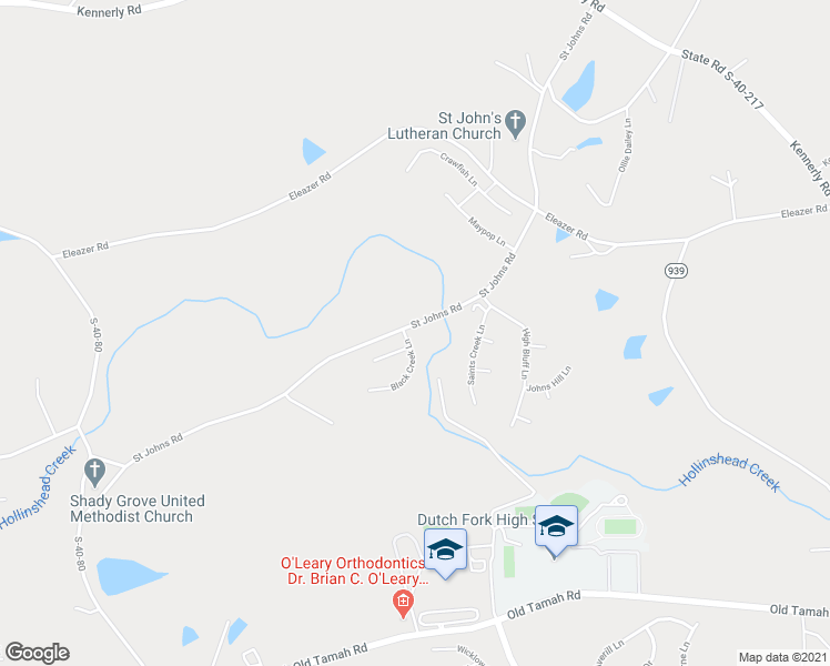 map of restaurants, bars, coffee shops, grocery stores, and more near 101 Black Creek Lane in Irmo