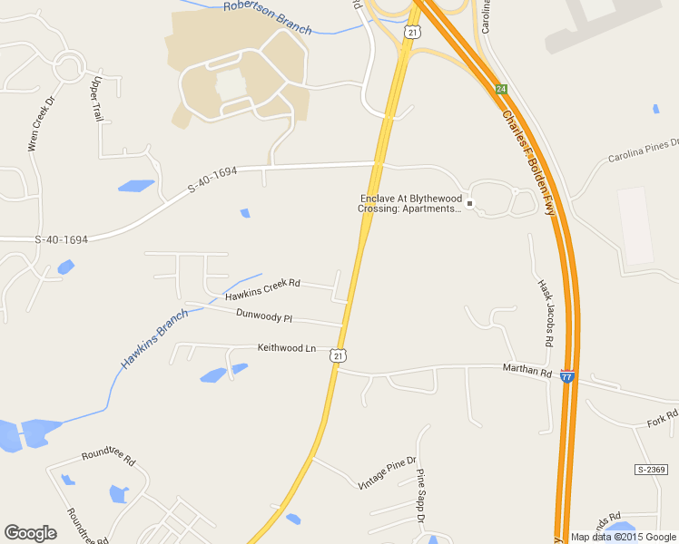 map of restaurants, bars, coffee shops, grocery stores, and more near 140 Potters View Road in Blythewood