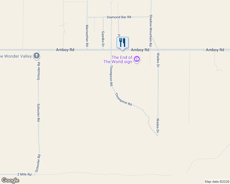 map of restaurants, bars, coffee shops, grocery stores, and more near Thompson in Twentynine Palms