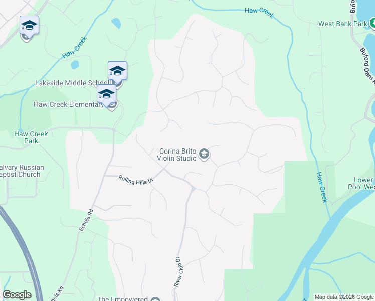 map of restaurants, bars, coffee shops, grocery stores, and more near 4655 Spring Wood Trace in Cumming