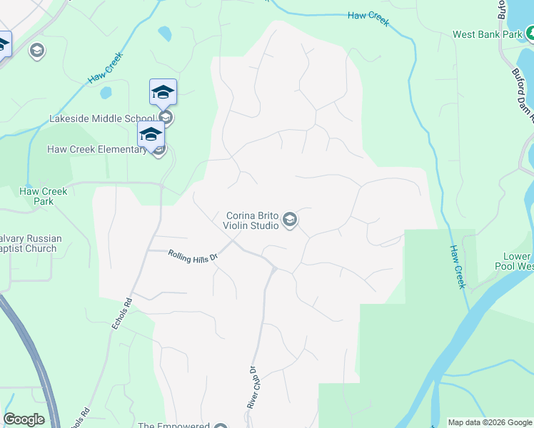 map of restaurants, bars, coffee shops, grocery stores, and more near 4655 Spring Wood Trace in Cumming
