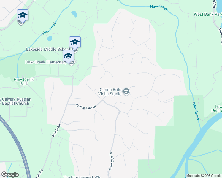 map of restaurants, bars, coffee shops, grocery stores, and more near 4160 Rolling Hills Drive in Cumming
