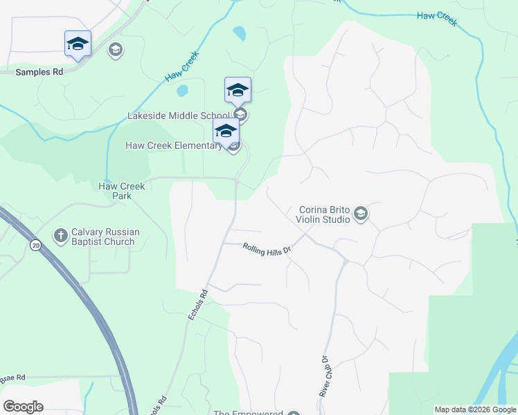 map of restaurants, bars, coffee shops, grocery stores, and more near 3960 Summerwood Dr in Cumming