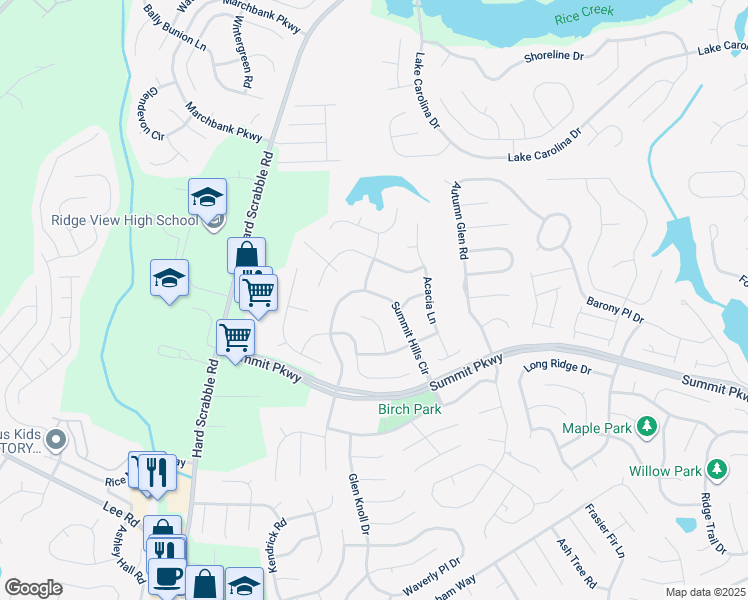 map of restaurants, bars, coffee shops, grocery stores, and more near 364 Summit Hills Circle in Columbia