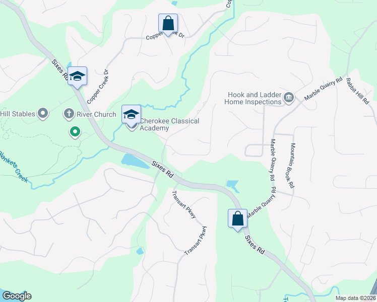map of restaurants, bars, coffee shops, grocery stores, and more near 651 Lake Overlook Drive in Canton