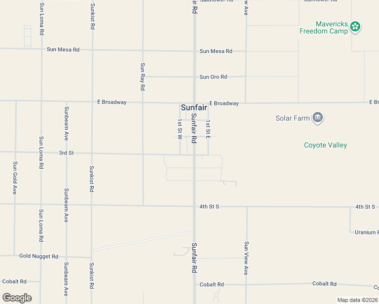 map of restaurants, bars, coffee shops, grocery stores, and more near 5069 Sunfair Road in Joshua Tree