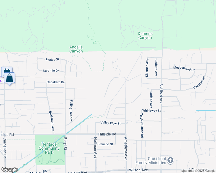 map of restaurants, bars, coffee shops, grocery stores, and more near Gooseneck Road in Rancho Cucamonga