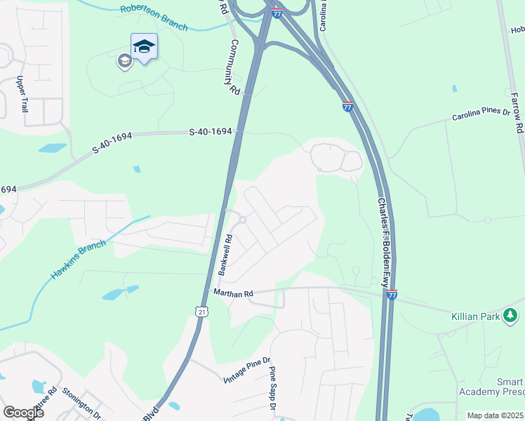 map of restaurants, bars, coffee shops, grocery stores, and more near 3162 Gedney Circle in Blythewood
