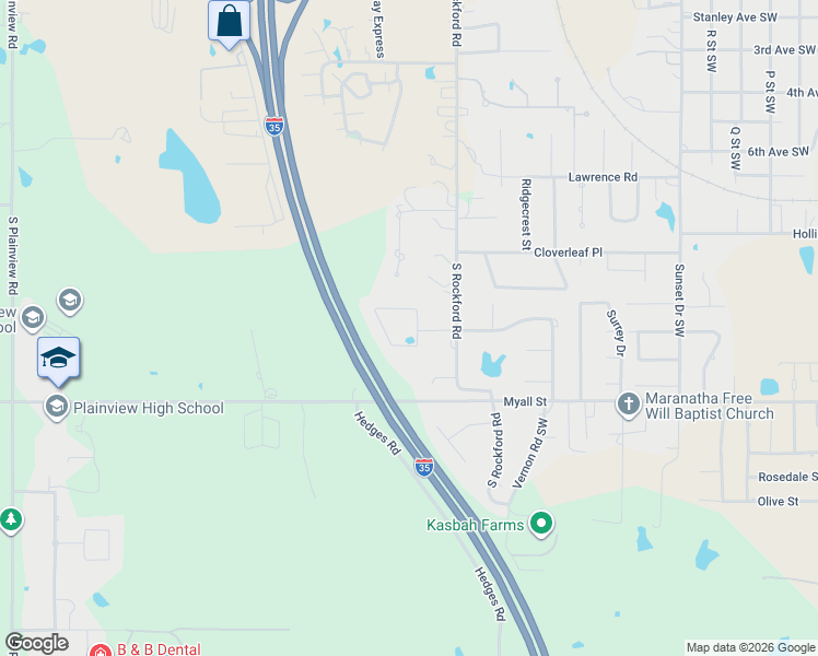 map of restaurants, bars, coffee shops, grocery stores, and more near 2614 Ridgeway Street Southwest in Ardmore