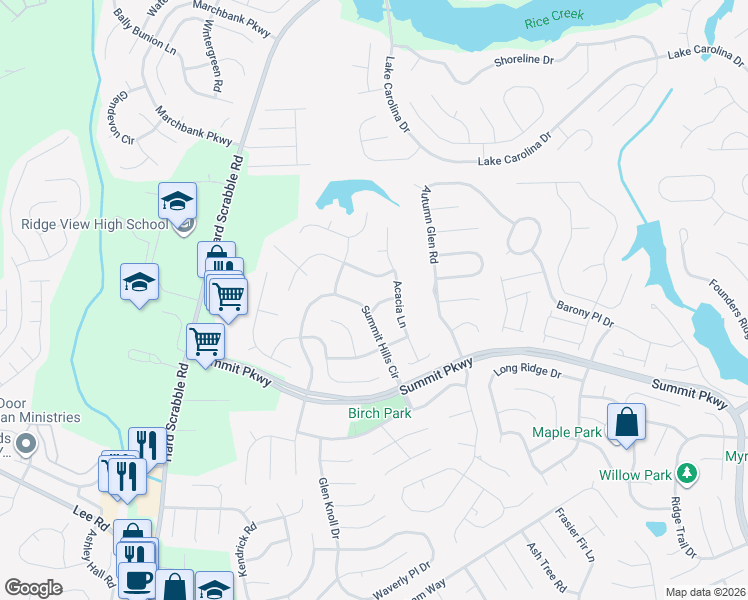 map of restaurants, bars, coffee shops, grocery stores, and more near 419 Summit Hills Circle in Columbia