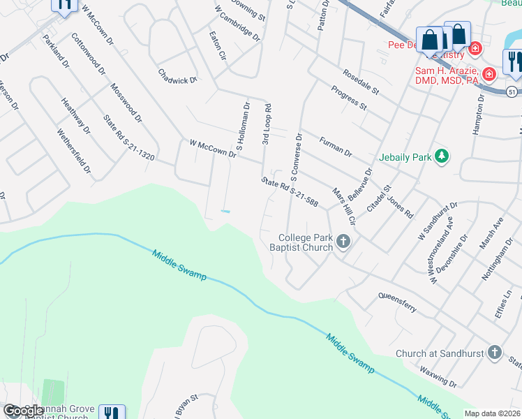 map of restaurants, bars, coffee shops, grocery stores, and more near 2034 Gable Ridge Drive in Florence
