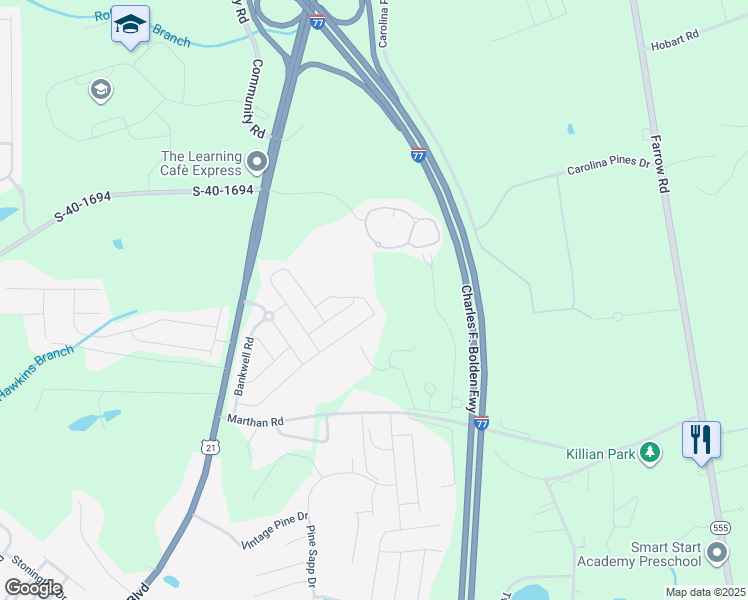 map of restaurants, bars, coffee shops, grocery stores, and more near 505 Holland Road in Blythewood