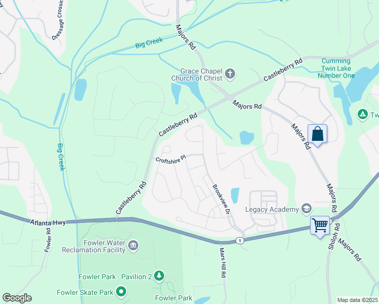 map of restaurants, bars, coffee shops, grocery stores, and more near 4440 Croftshire Place in Cumming