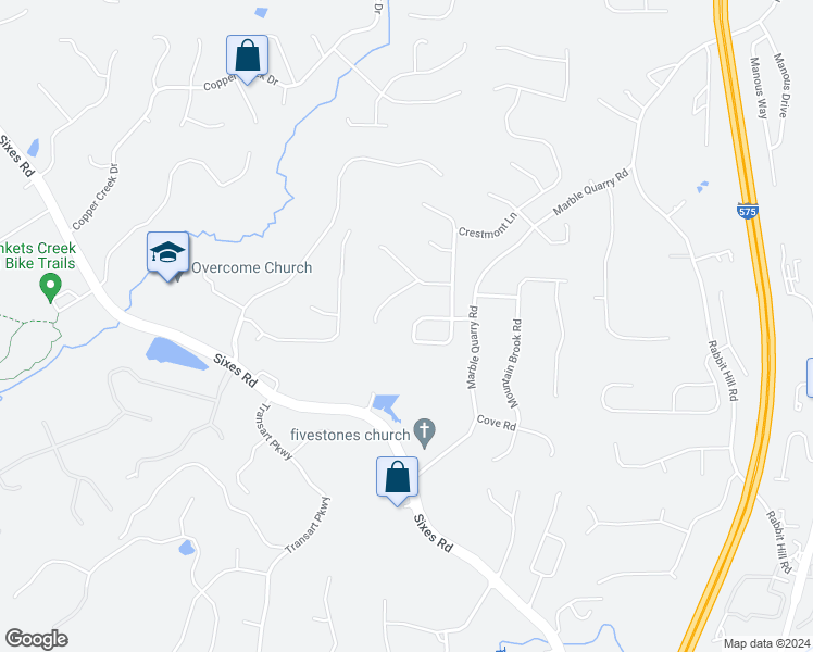 map of restaurants, bars, coffee shops, grocery stores, and more near 110 Crestmont Drive in Canton